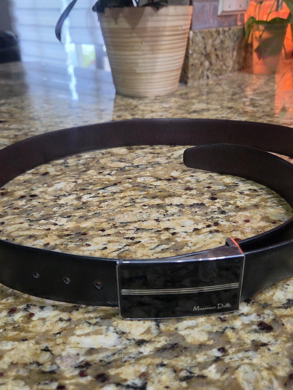 Designer Massimo Dutti Men's Black/Brown Reversible Leather Belt